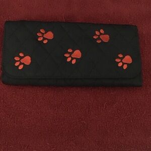 Dog Lovers Red Paw Print Trifold Quilted Fabric Wallet All Occasion Gifting. New